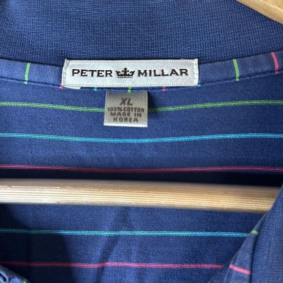 Peter Millar Mens Blue Pink Green Striped Short Sleeve Polo Shirt size xl LOOK - Picture 4 of 7